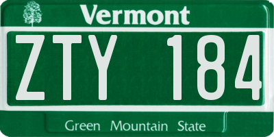 VT license plate ZTY184