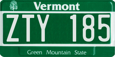 VT license plate ZTY185