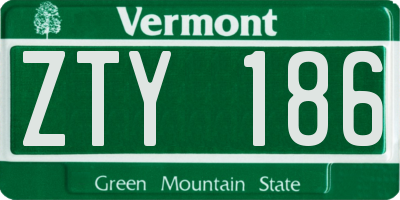 VT license plate ZTY186