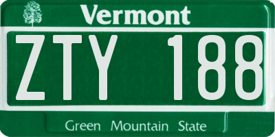VT license plate ZTY188