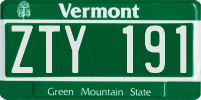 VT license plate ZTY191