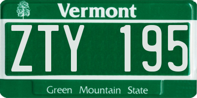 VT license plate ZTY195