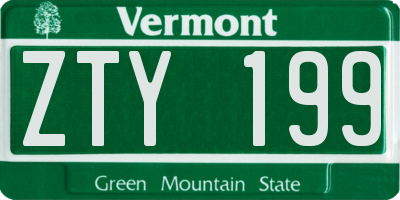 VT license plate ZTY199