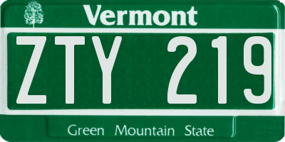 VT license plate ZTY219