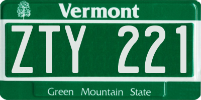 VT license plate ZTY221