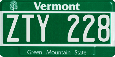 VT license plate ZTY228
