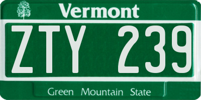 VT license plate ZTY239