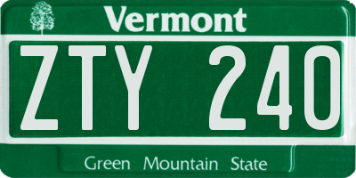VT license plate ZTY240