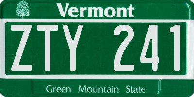 VT license plate ZTY241