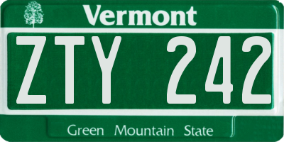 VT license plate ZTY242