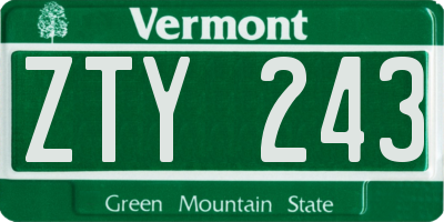 VT license plate ZTY243