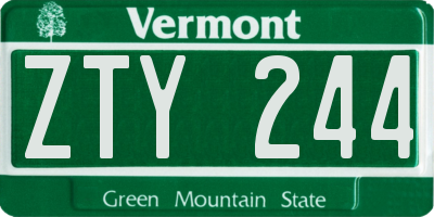 VT license plate ZTY244