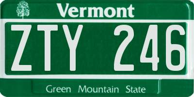 VT license plate ZTY246