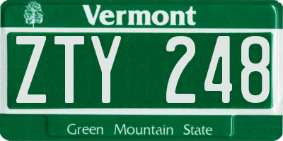 VT license plate ZTY248