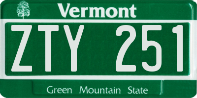 VT license plate ZTY251
