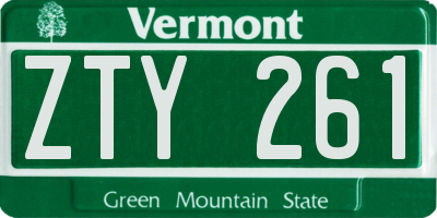 VT license plate ZTY261