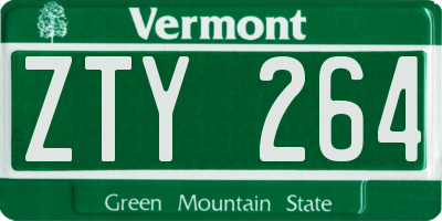 VT license plate ZTY264