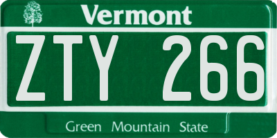 VT license plate ZTY266