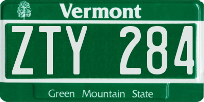 VT license plate ZTY284