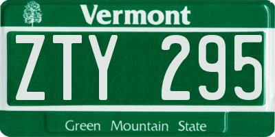 VT license plate ZTY295