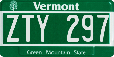 VT license plate ZTY297