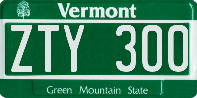VT license plate ZTY300