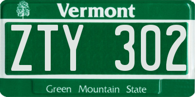 VT license plate ZTY302