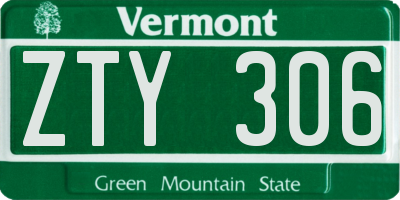 VT license plate ZTY306