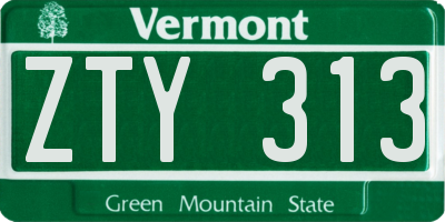 VT license plate ZTY313