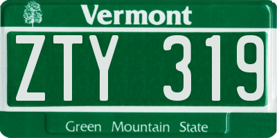 VT license plate ZTY319