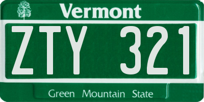VT license plate ZTY321