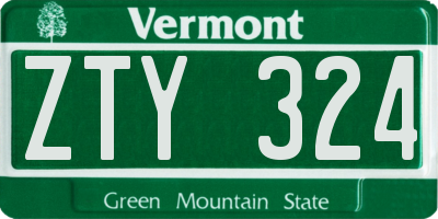 VT license plate ZTY324