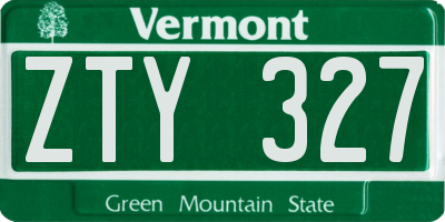 VT license plate ZTY327