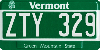 VT license plate ZTY329