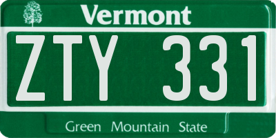 VT license plate ZTY331