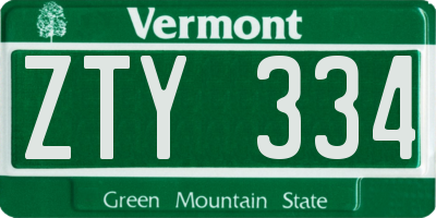 VT license plate ZTY334