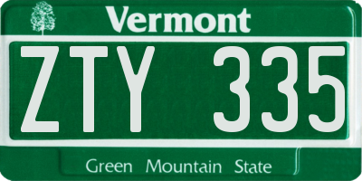 VT license plate ZTY335