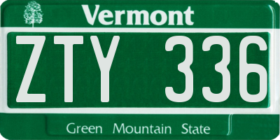 VT license plate ZTY336