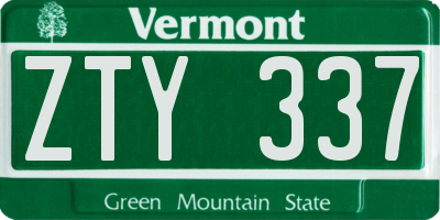 VT license plate ZTY337