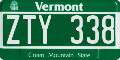 VT license plate ZTY338