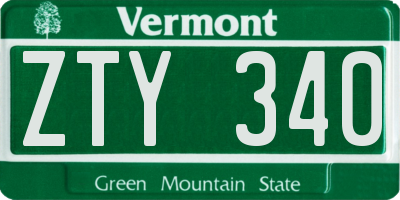 VT license plate ZTY340