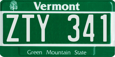 VT license plate ZTY341
