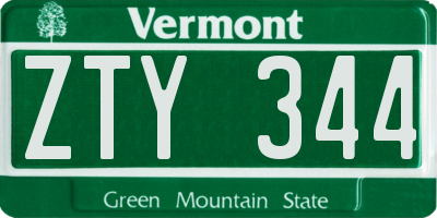 VT license plate ZTY344