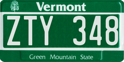 VT license plate ZTY348