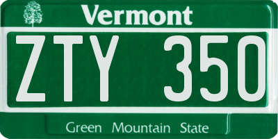 VT license plate ZTY350
