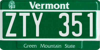 VT license plate ZTY351