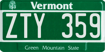 VT license plate ZTY359