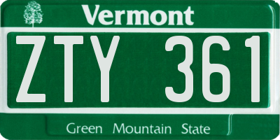 VT license plate ZTY361