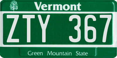 VT license plate ZTY367
