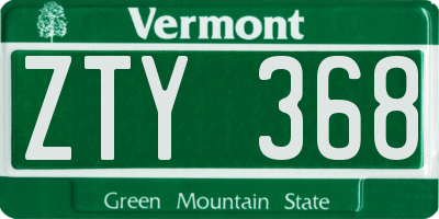 VT license plate ZTY368